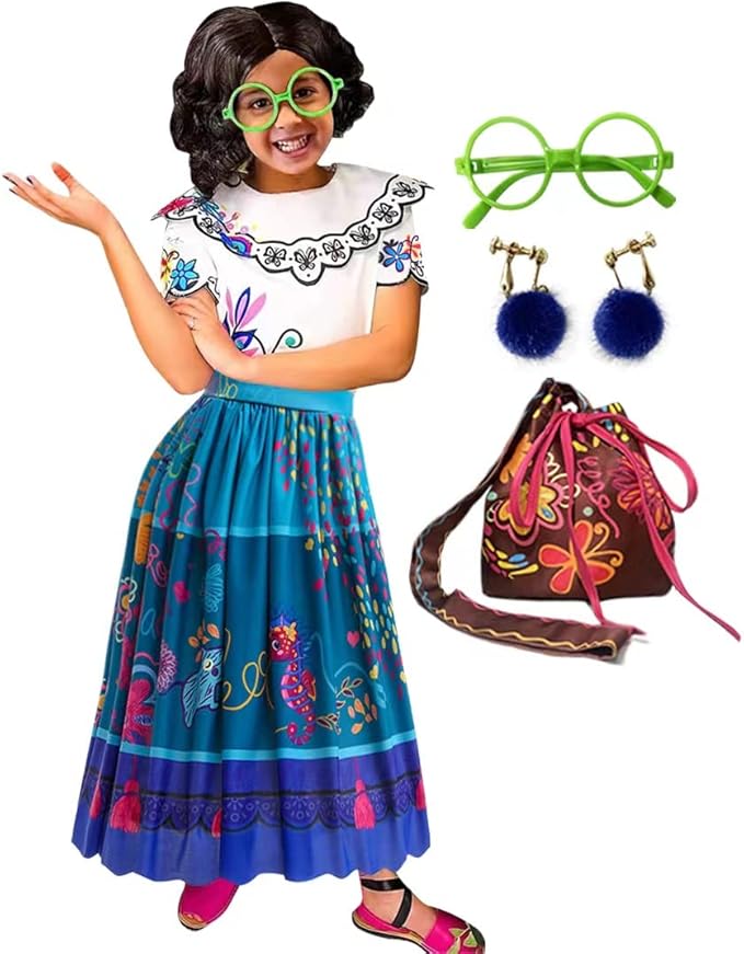 Kids Mirabel Cosplay Costume Girls Isabela Magical Princess Dresses Halloween Party Dress Up Suit