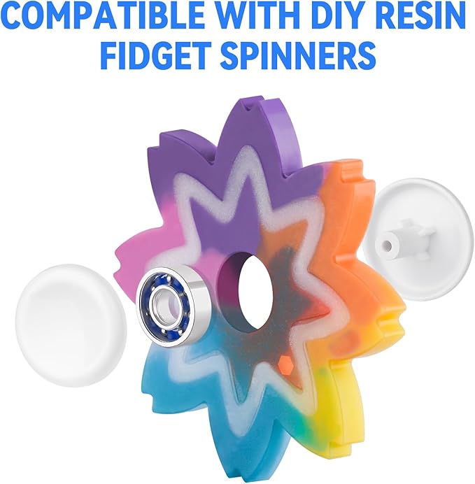 NiArt Fidget Spinner Toy DIY Bearing with Caps Set of 24, MR137 0.5" Single-Sealed Chrome Steel Bearing Balls Replacement High Speed 13mmx7mmx4mm Epoxy Resin Casting Craft Skateboard Stress Reliever