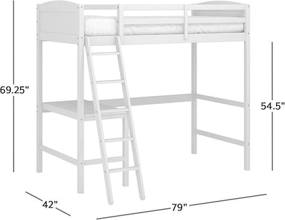 Hillsdale Alexis Contemporary Wood Arch Twin Size Loft Bed with Desk, White
