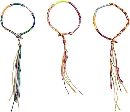 Allazone Handmade Braided Bracelets Assorted Colors Friendship Cords Thread Bracelets, Colorful String Thread Bracelets Friendship Cords Strand Bracelet for Party Favors Supplies