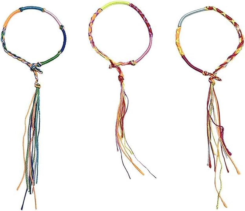 Allazone Handmade Braided Bracelets Assorted Colors Friendship Cords Thread Bracelets, Colorful String Thread Bracelets Friendship Cords Strand Bracelet for Party Favors Supplies