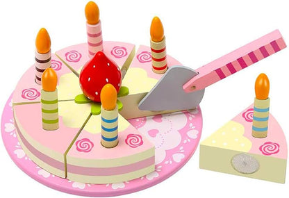 Wooden Play Food Sets for Kids Kitchen,Pretend Play Kitchen Fake Cutting Food Toys,Educational Toy for Toddler Girl 1 2 3 Year Old Birthday Gift (Birthday Cake)