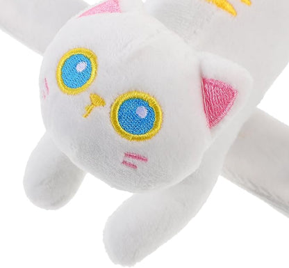 Vaguelly Cat Slap Bracelet,Stuffed Animal Slap Bracelets Adorable Plush Animals Huggers Slap Bracelets Interactive Toy for Kids Birthday Party Gifts White