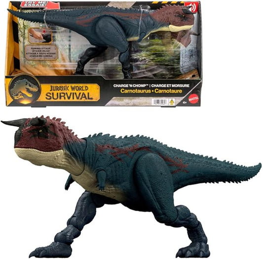 Mattel Jurassic World Dinosaur Action Figure, Running & Biting Carnotaurus with Roar Sounds, Charge N Chomp, Digital Play