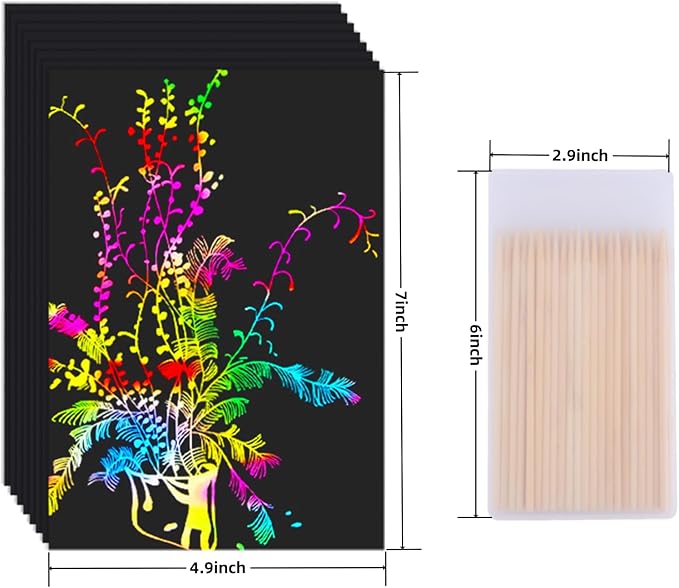 Cityrosy 95 Pcs, Scratch Art Paper Rainbow Sets, Black Scratch Off Paper, Easter Gifts for Kids, Magic Rainbow Scratch Off Set, Crafts Supplies Kits for Age 3-12 Kids, Party Games, Easter, Christmas