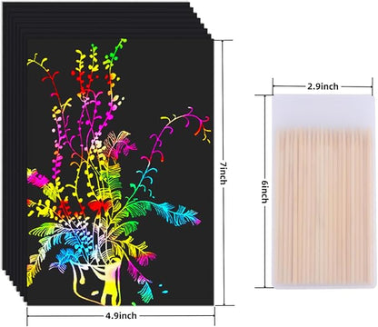 Cityrosy 95 Pcs, Scratch Art Paper Rainbow Sets, Black Scratch Off Paper, Easter Gifts for Kids, Magic Rainbow Scratch Off Set, Crafts Supplies Kits for Age 3-12 Kids, Party Games, Easter, Christmas