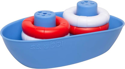 Ubbi Boat & Buoys Bath Toys, Includes 1 Boat and 4 Buoys, Bath Time Toys for Toddlers