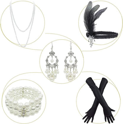 1920's Sequins Flapper Dress Children's Day Gift Party Halloween Costumes for Girls Accessories Set