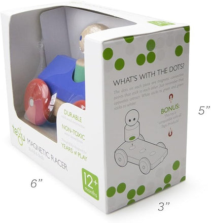 3 Piece Tegu Magnetic Racer Building Block Set, Blue Big Top