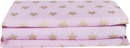 Wildkin Kids Nap Mat Cover for Boys & Girls, Sewn-in Flap Design Rest Mat Cover, Perfect for Preschool & Daycare, Fits our Vinyl Nap Mat up to 1.5 Inches Including Basic Sleep Mat(Pink and Gold Stars)