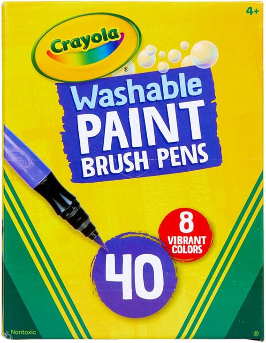 Crayola No-Drip Paint Brush Pens, Assorted Colors Set, 40 Count, Creative Gift for Kids and Teens