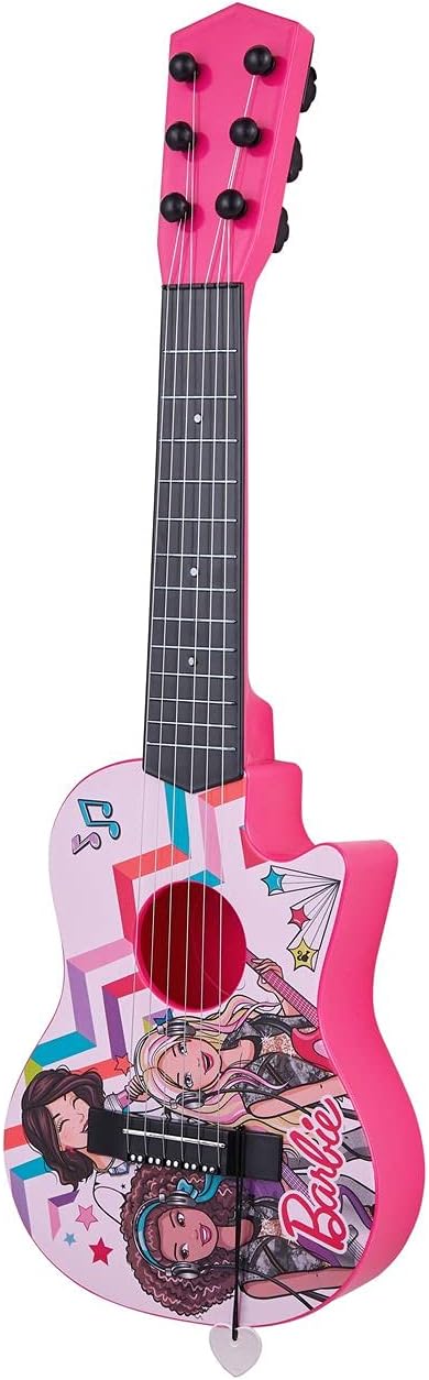 Sakar "Barbie 21"" Kids Guitar Toy GT1-01371 | Inspired Design, Easy-to-Hold, Thin Frets and Low String, Traditional Acoustic Guitar Shape, Secret Stickers, Real Tuning Gears"