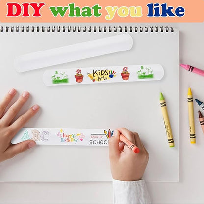 36 PCS Slap Bracelets Blank DIY Slap Bracelets Color Your Own Slap Bracelets Slap Bands Wristbands Snap Bracelets for Birthday Halloween Thanksgiving Christmas Party