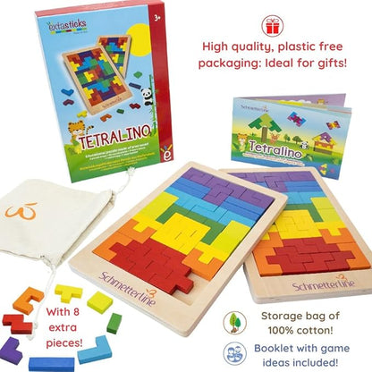 Wooden Puzzle Montessori Toy Boost The Intelligence and Logic of Your Kid 3D Blocks STEM Game Educational Gift for Kids 2 Boards & Spare Parts incl. (88 PCS)