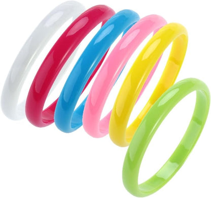 BESTOYARD 6pcs Plastic Bangle Bracelets Candy Color Bracelet Halloween Party Supplies Party Favors Pack for Home Birthday Party (Random Color)