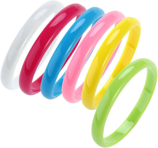 BESTOYARD 6pcs Plastic Bangle Bracelets Candy Color Bracelet Halloween Party Supplies Party Favors Pack for Home Birthday Party (Random Color)