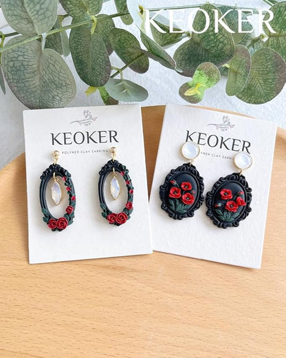 Keoker Vintage Frame Polymer Clay Cutters, Clay Earring Cutters Boho, 12 Shapes Polymer Clay Frame Cutters