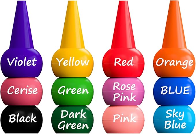 Gibot 12 Colors Toddlers Crayons Palm Grip Crayons, Finger Paint Crayons Sticks Stackable Toys Safe for Kids, Children, Boys and Girls
