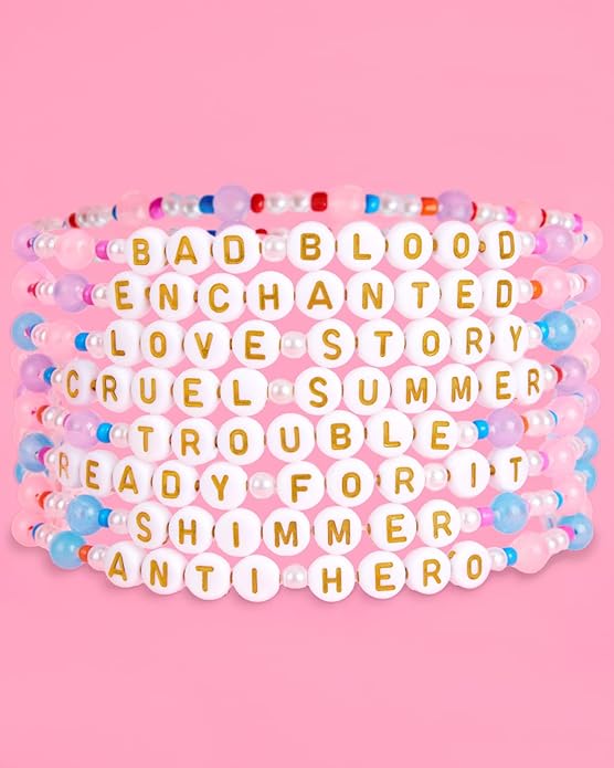 xo, Fetti Party Friendship Bracelets - 8 count | Eras Beaded Party Favor, Goodie Bag, Bachelorette Party, Pearl Bead Concert Decor