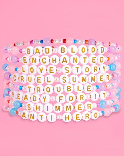xo, Fetti Party Friendship Bracelets - 8 count | Eras Beaded Party Favor, Goodie Bag, Bachelorette Party, Pearl Bead Concert Decor