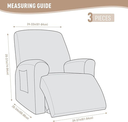 KinCam Recliner Covers, Stretch Reclining Chair Covers, Recliner Sofa Slipcovers Stripe Jacquard Recliner Couch Covers Furniture Protector Covers for Pet Kid (1 Seater, Vanilla)