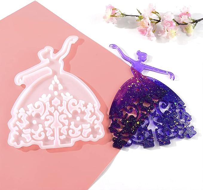 Dancing Girl Trinket Display Shelf Epoxy Molds for 3D Demonstrate Jewelry DIY Resin Casting Silicone Mold, 8.8" x 6"
