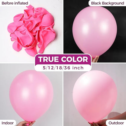 Bezente Pink Balloons Latex Party Balloons - 100 Pack 12 inch Round Helium Pink Balloons for Valentine's Day Princess Bachelorette Birthday Wedding Bridal Shower Party Decoration