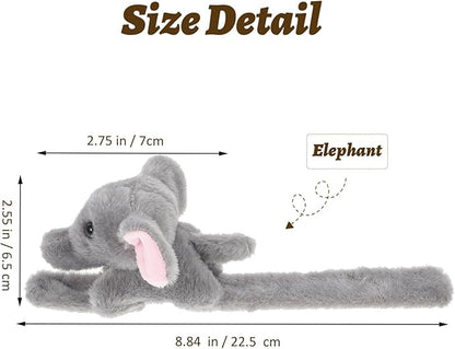 Abaodam Animal Slap Bracelet Elephant Slap Bracelet Plush Stuffed Animal Hugger Snap Wrist Band for Kids Birthday Party Gifts