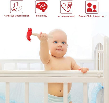 Fowecelt Wooden Hammer Toys Simulation Hammers Maintenance Tools Educational Toys for Kids Birthday Party Games Supplies