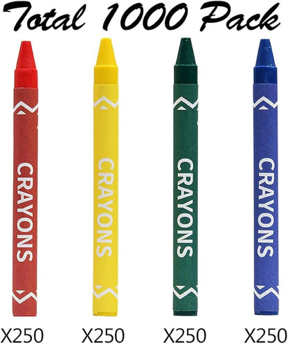Madisi Crayons Bulk Pack, Regular Size, 4 Colors, cellophane 250 Packs, 1000 Count