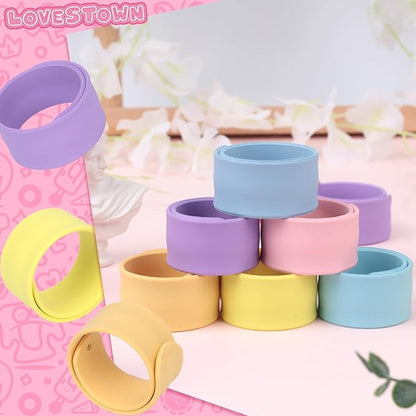 LovesTown 12PCS Silicone Slap Bracelets, Colorful Snap Bracelets Slap Bracelets Bulk for DIY Kids Gifts Classroom Prizes Party Favors