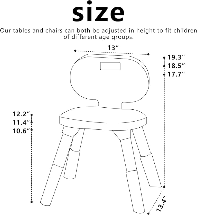 3 Level Height Adjustable Kids Chairs Plastic Preschool Chair Durable and Lightweight Child Chair with a Maximum Load Capacity of 130 pounds Suitable for Day Care, Classroom, and Home (2-Pack Grey)
