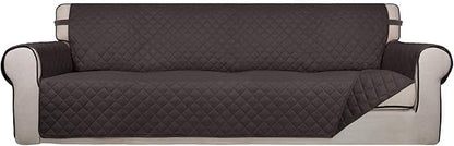 PureFit Reversible Quilted Sofa Cover, Water Resistant Slipcover Furniture Protector, Washable Couch Cover with Non Slip and Elastic Straps for Kids, Dogs, Pets (XX Large, Chocolate/Chocolate)