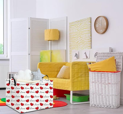 NTAOHAMPER Rectangular Storage Basket Empty,Storage Bin with Handles,Room Decor,Gift Basket,Book Box(Heart)