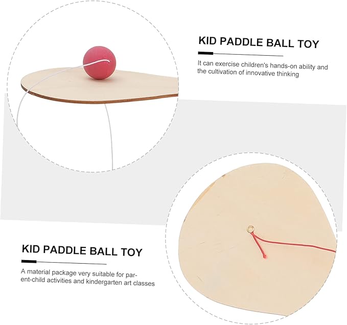 24 Pcs White Billet Wooden Racket Wood Paddle Ball Toy DIY Graffiti Paddle Ball Kid Paddle Ball Toy Wooden Paddle Ball Graffiti Wood Paddle Ball DIY Wood Paddle Ball