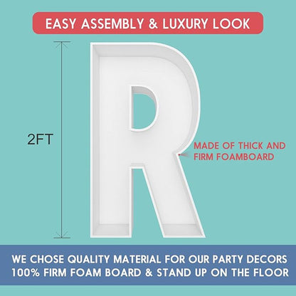 2FT Letter R Mosaic Balloon Frame Letter DIY Fillable Letters Kit for Birthday Party Wedding Backdrop Decor