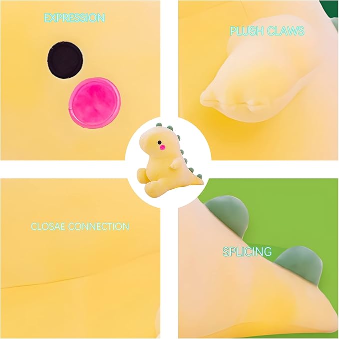 Cute Dinosaur Plush Toys Fat Dinosaur Stuffed Animals Toys Dolls, Dinosaur Plush Toy Soft Stuffed Animal Dino Plushies Doll Cute Birthday Gifts for Kids Girls Boys (Yellow,23in)