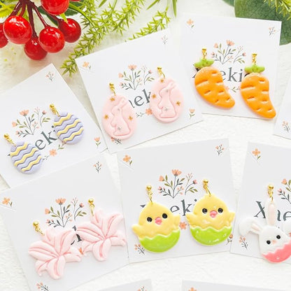Easter Polymer Clay Cutters Set - 12pcs Sharp & Durable Bunny, Chick, Egg & Lily Shapes for DIY Earring Jewelry Making, Soft Clay Crafts & Spring Holiday Supplies