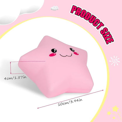 Star Stress Balls for Kids and Adults, Smile Star Squishy Toys, Cute Star Sensory Fidget Toys, Dough Squeeze Ball for Anxiety Relief, Squishies Star Toys for Party Favors Classroom Prizes (Pink)