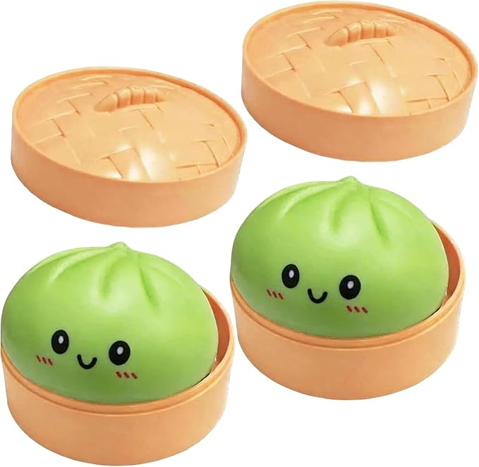 Glitter Dumpling, NEW Glitter Dumpling Squishy Box, Dumplings Squishy, Anxiety Relief Fidget, Soft Squeeze Decompression Dough (2PCS Green)