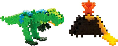 Plus Plus Puzzle by Number, 250 Piece Mini Interlocking Hashtag Color Blocks, 3D Pixel Art Kit for Kids - T-Rex