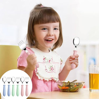 8 Pieces Toddler Utensils, Stainless Steel Toddler Spoons and Forks Kids Silverware Toddler Silverware Set for Safe Dining Baby Utensils (4 Set)