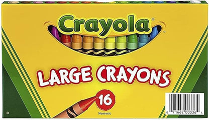 Binney & Smith Crayola(R) Large Crayon Set, Lift-Lid Box, Assorted Colors, Box Of 16