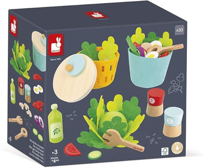 Janod - My Mixed Salad - 33 Piece Pretend Play Kitchen Set - 3 Years + J06595
