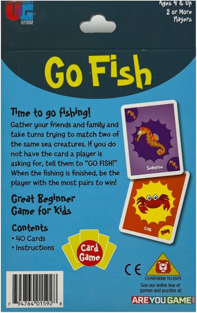University Games Go Fish Card Game - Jumbo Size, Colorful Animal Cards for Kids Ages 4 and Up, Fun Family and Educational Game