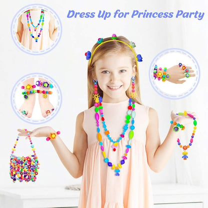 VERTOY Girls Toys Pop Beads Jewelry Making Kit for Toddlers - Arts and Crafts Kit for Girls Age 3 4 5 6 7 8 Year Old, Necklace Bracelet and Ring Creativity Snap Set, Best Children Birthday Gift