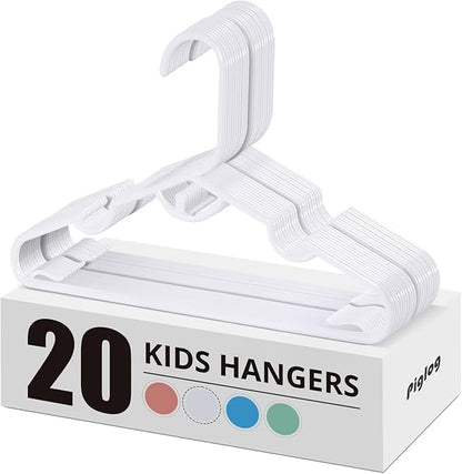 Baby Hangers, 20 Pack White Plastic Kids Hangers Stackable Toddler Hangers for Baby Toddler Infant, 11.4 inch Durable Small Hangers for Children's Clothes, Baby Nursery Closet Hangers