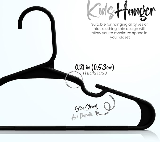 Utopia Home 40 Pack Kids Hangers - 11.5 Inch Plastic Baby Hangers for Closet - Childrens Hanger for Clothes & Infant Hanger for Closet - Ideal for Everyday Standard Use (Black)