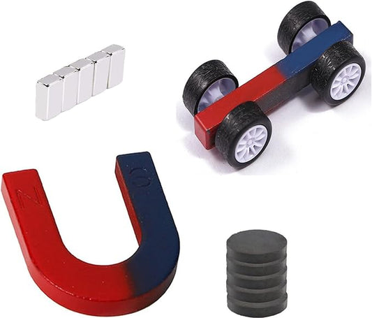 Junior Science Magnet Set for Education Science Experiment Tools Icluding Bar/U-Shaped/Iron Oxide Rest/Plate with Nickel