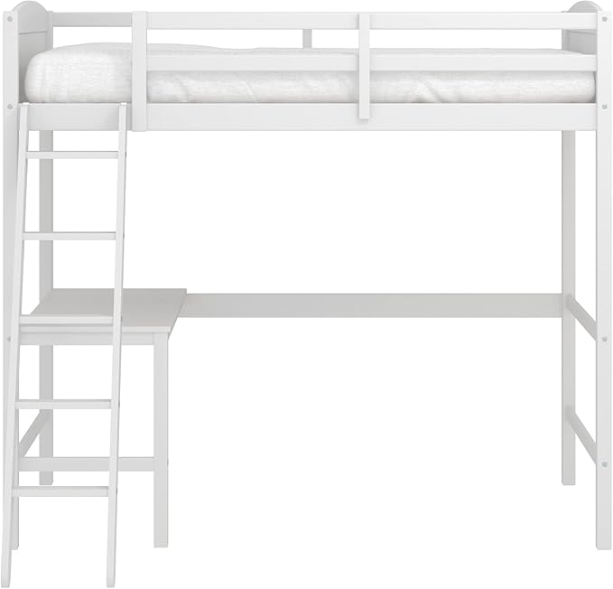 Hillsdale Alexis Contemporary Wood Arch Twin Size Loft Bed with Desk, White